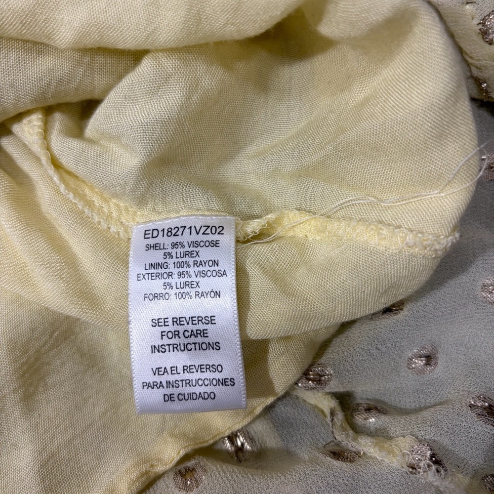 En Creme Womens Deep V-Neck Light Yellow Maxi Dress Sz S Wedding Party Beach EUC - Picture 13 of 16